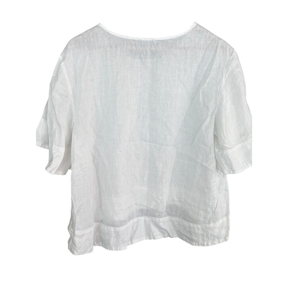 Lord & Taylor Linen Top L White Coastal Prep Capsule Travel Resort - Picture 2 of 4